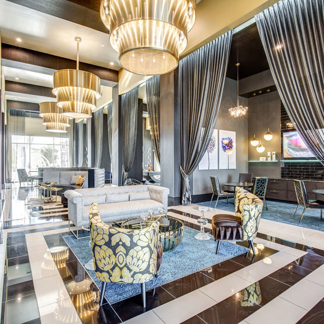 Douglas at Stonelake - Luxurious Clubhouse Interior with Elegant Chandeliers