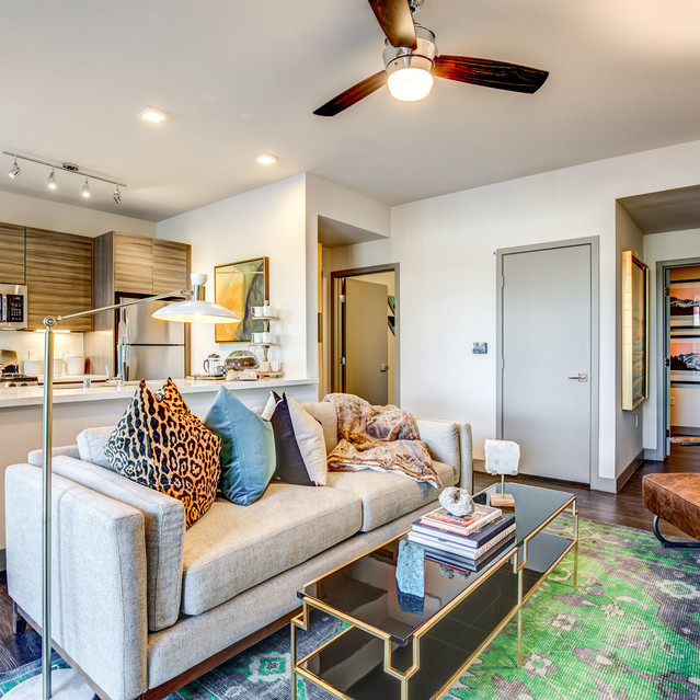 Douglas at Stonelake - Living Room with a Sofa and a Center Coffee Table